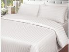 White Striped King Size Bed Sheets Hotel Grade with 2 Pillow