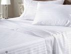 White Striped king size Bed Sheets hotel gradet with 2 pillow cases