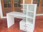 White study table with side cupboard