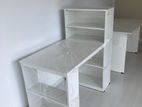 White Study Table with Side Rack (090)