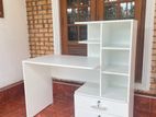 White study table with side rack