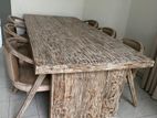 Whitewashed Dining Table (Teak) With Accent Chairs