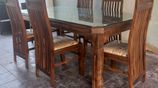 Wood and Glass Dining Table - with 6 Chairs