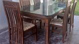 Wood and Glass Dining Table - with 6 Chairs