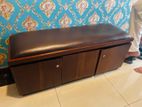 Wooden 3 Door Shoe Cupboard with Cushion Seater