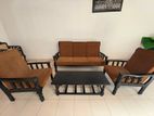 Wooden 3 Seater Sofa with Center Table