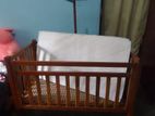 Wooden Baby Cot With Comfortable Mattress