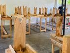 Wooden Desks with Benches