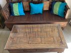 Wooden Sofa with Drawers Coffee Table