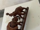 Wooden Statue of Two Elephants