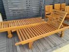 wooden sunbeds