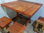 Wooden Table with Stools