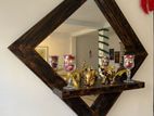 Wooden Wall Mirror with Shelf Decorative Frame