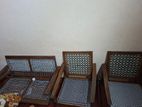 Wooden Woven Chairs Set