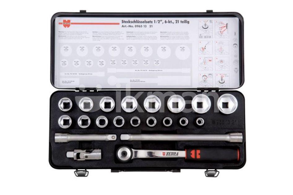 WURTH ZEBRA 1/2 Inch Hex Socket Set 21Pcs (3/8 to 11/4 Inch) for Sale