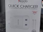 YESIDO YC155 PD 45W Fast Charger Dual USB-C Ports Travel Adapter