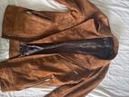 Zara Man Real Suede Leather Jacket Cognac Biker
